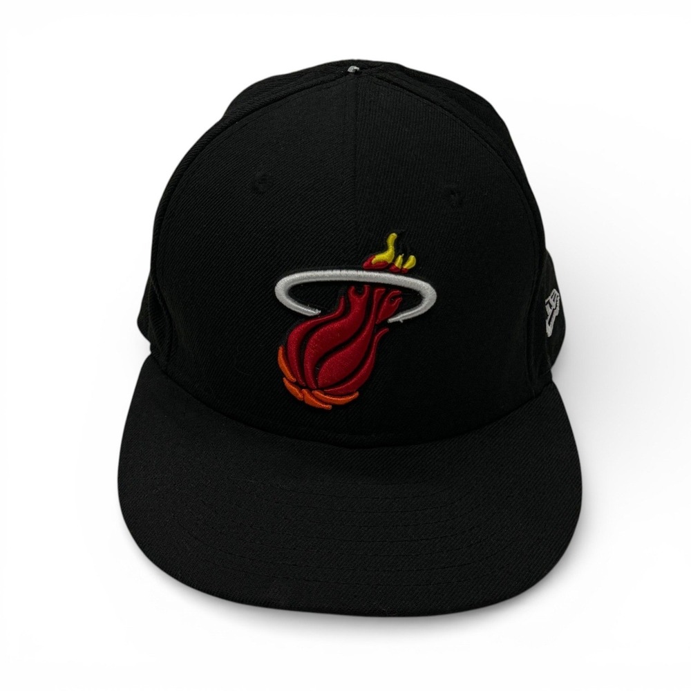 New Era Miami Heat 59FIFTY Fitted Hat NBA Hardwood Classics Black Size 7 1/2